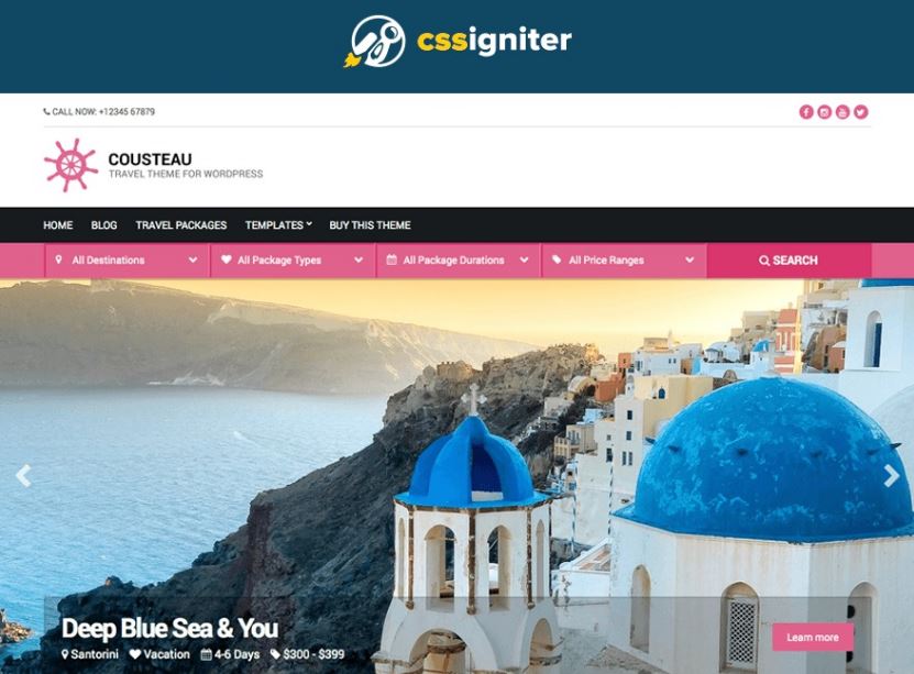 Các tính năng chính của Cssigniter Travel Theme