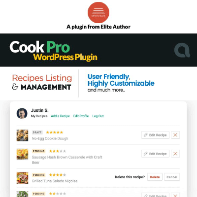 Cook Pro – Recipe Listing WordPress Plugin