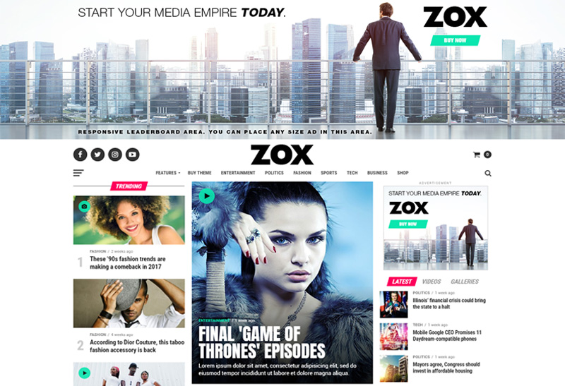 Một số tính năng chính của Zox News