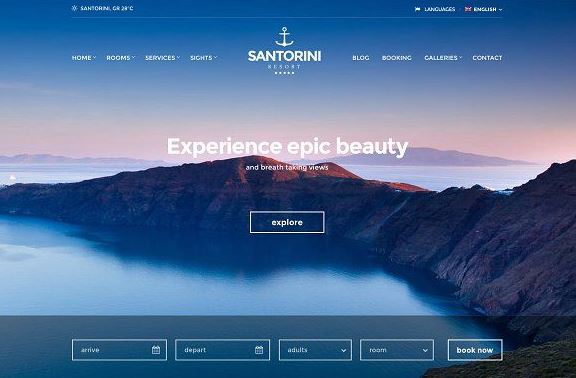 Santorini Resort WordPress Theme Các Tính Năng Chính