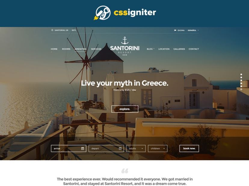 Tại sao bạn nên chọn Cssigniter Santorini Hotel Theme