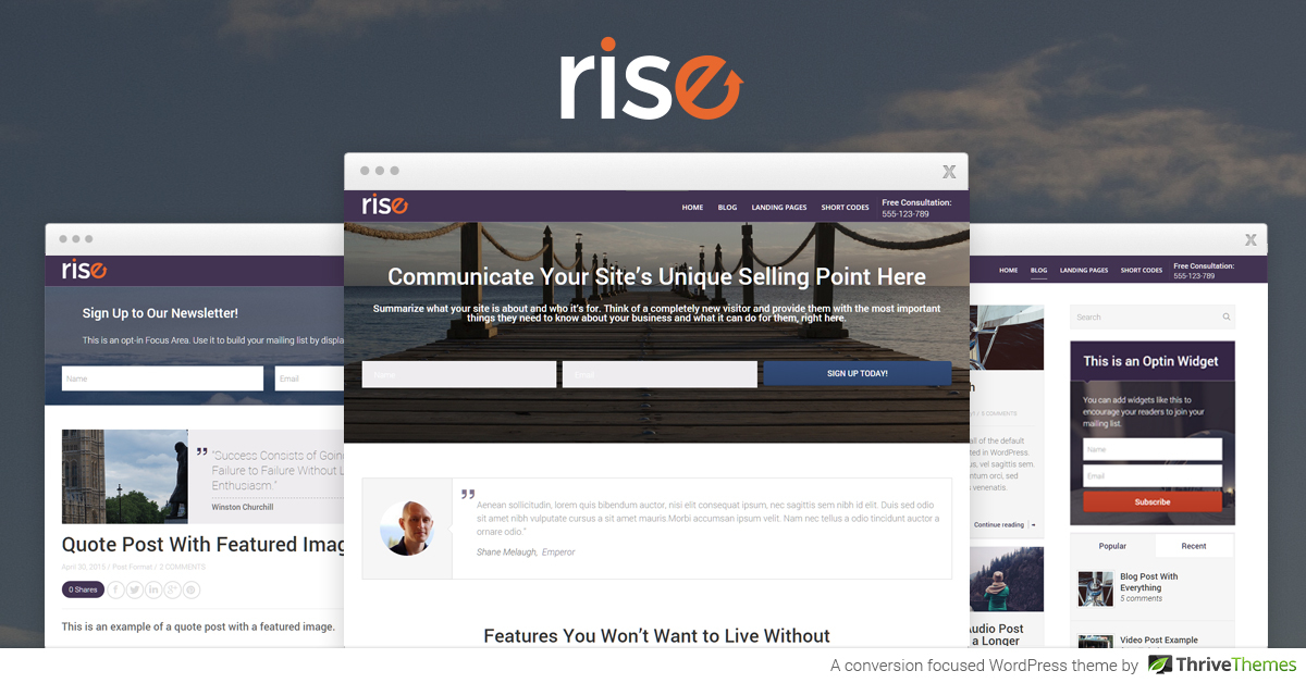 Tổng quan về Thrive Themes Rise WordPress Theme