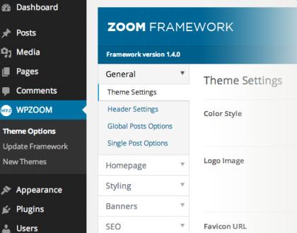 Zoom Framework Options Panel