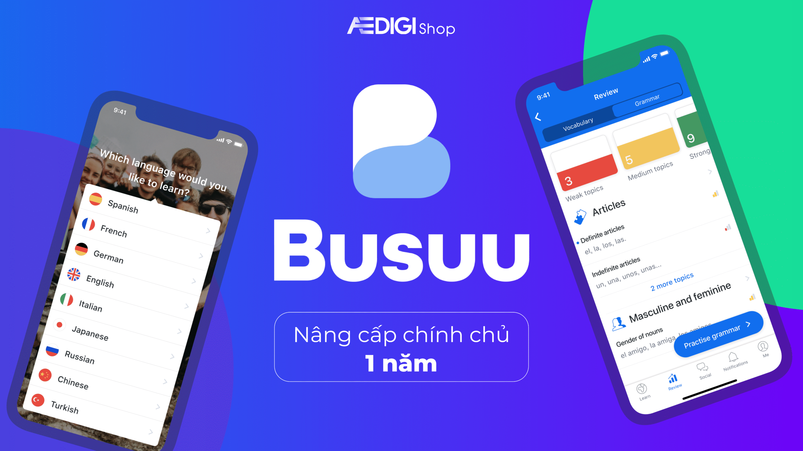 Tài khoản học ngoại ngữ Busuu Premium 1 năm