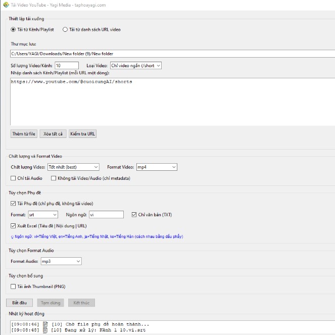 Tool tải data Youtube